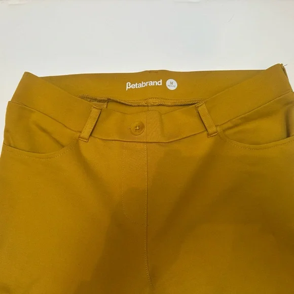 Betabrand Women's Mustard Yellow Goldenrod 7-Pocket Yoga-Pant Chinos - Picture 3 of 5